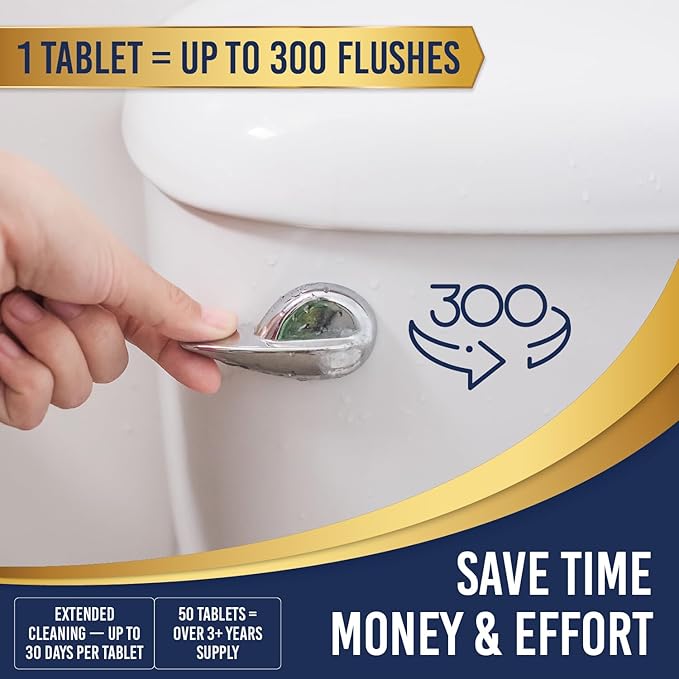 Once Every Month Premium Toilet Tank Tablets, 3+ Year Supply, 50 Count, Spearmint Scent