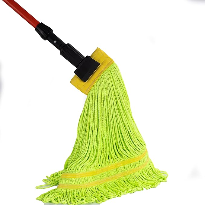 Matthew Cleaning Microfiber String Mop Heavy Duty Commercial Wet Mop Head Replacement,Excellent Absorbency,Premium Launderability,Reusable for Home,Commercial and Industrial Use(Green,12Pack)