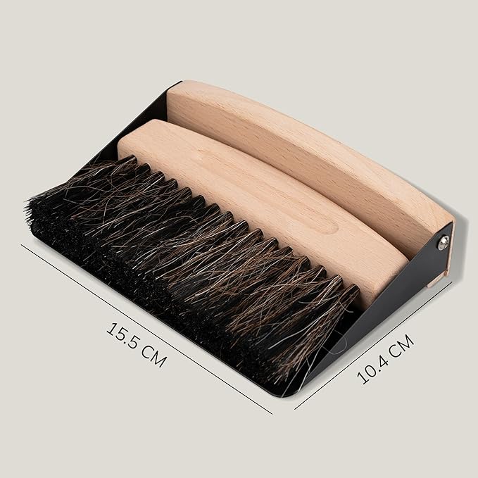 ENA Living Bamboo Dust Pan & Brush Set, Portable Dustpan & Brush, Perfect For Household Cleaning, Sturdy & Effective Dust Pan, Bamboo Sweeping Brush - Mini
