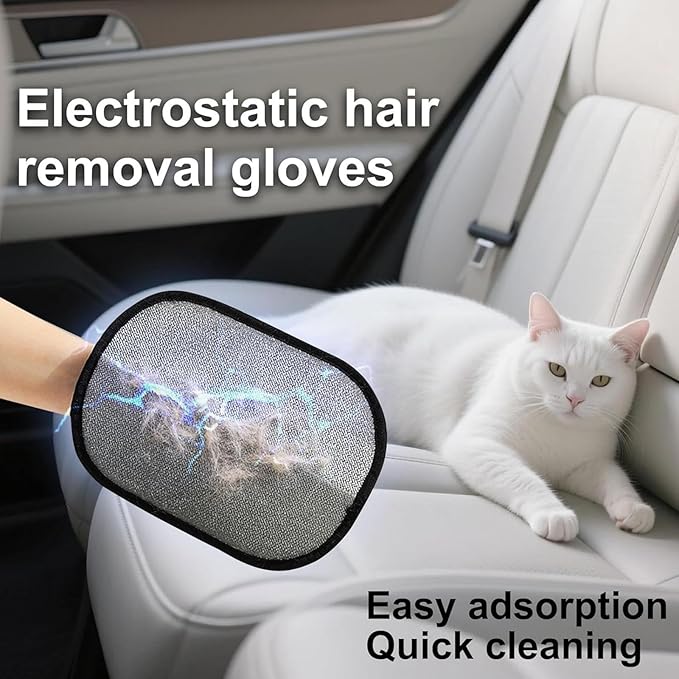 Bopanol Pet Hair Removal Glove, Pet Hair Remover Gloves for Cats & Dogs, Dogs, Electrostatic Pet Hair Removal Gloves Brush for Pets Hair, Suitable for All Pets (2pcs)