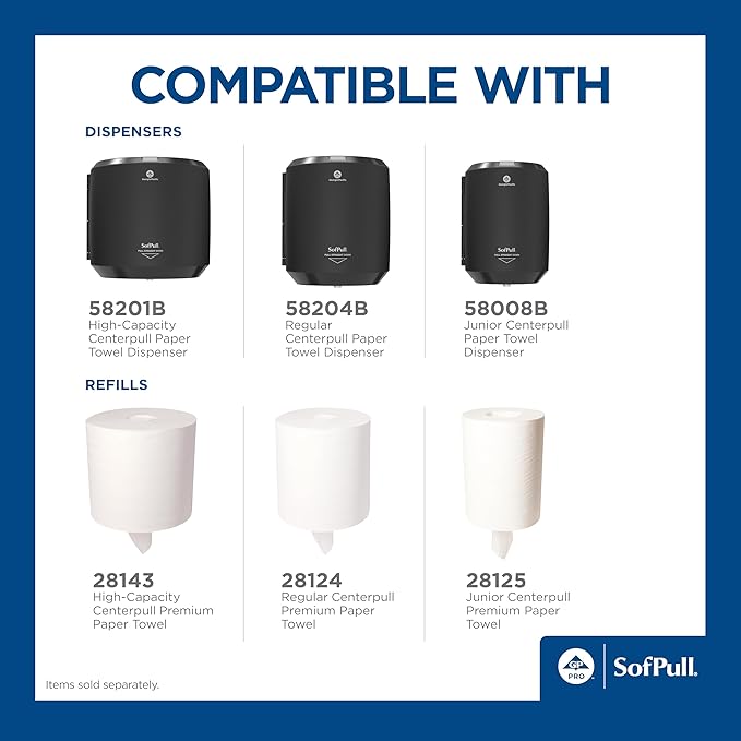 SOFPULL CENTERPULL HIGH-CAPACITY PAPER TOWELS BY GP PRO (GEORGIA-PACIFIC), 28143, WHITE, 4 ROLLS PER CASE, 567 TOWELS PER ROLL