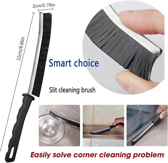 Crevice Cleaning Brush,6 Pieces Stainless Steel Bristle Brushes for Bathroom, Kitchen, Appliances,Corner,Gap Cleaning Brush