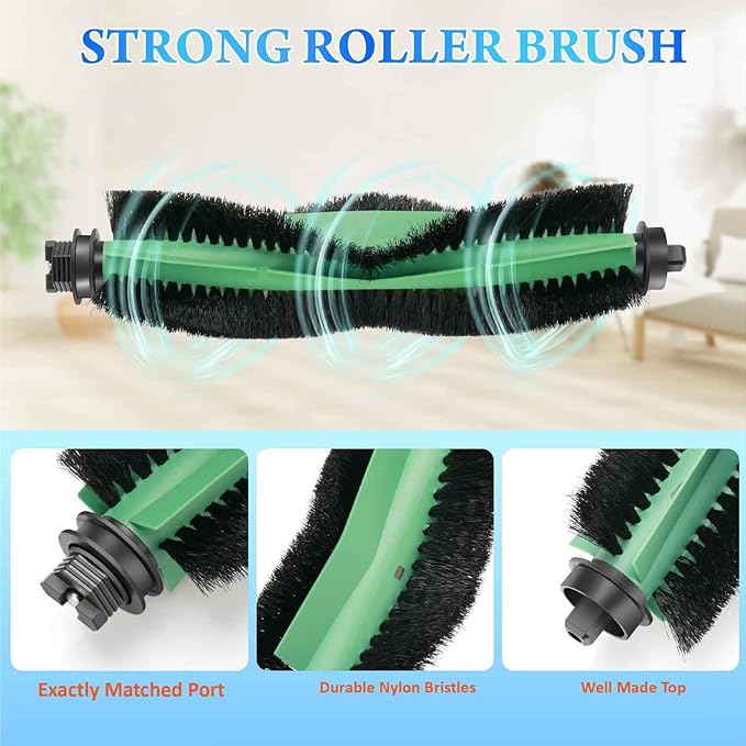 Replacement Parts Compatible for iRobot Roomba 104, 105 Vac/Combo, Y0140, Q0120, Y0110, Q011, Q0520 Robot Vacuum Cleaner, 2 Roller Brush, 4 Filters, 4 Side Brushes, 1 Cleaning Brush