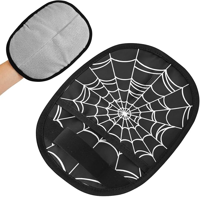 CHPGPUG Goth Spider Web Pet Hair Removal Glove for Cats & Dogs Reusable Pet Hair Removal Glove pet Hair Electrostatic Gloves