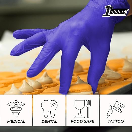 1st Choice Nitrile Disposable Gloves, Large Nitrile Gloves, Disposable Latex Free Exam Gloves, 2 Boxes of 100, 3 Mil, Indigo