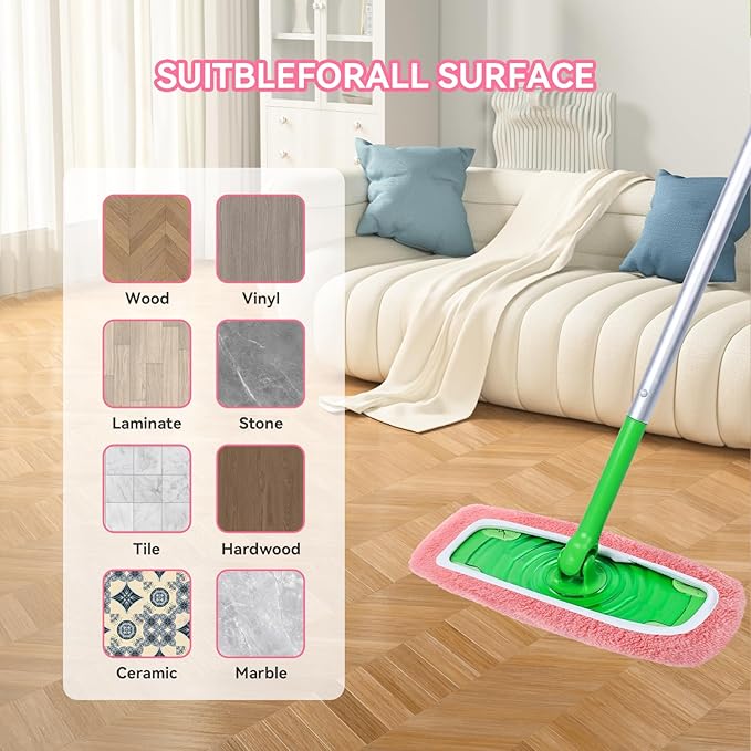 8Pcs Reusable Microfiber Mop Pads Compatible with Swiffer Sweeper，Dry Sweeping Cloths & Wet Mopping Cloths Washable Wet Pads for Hardwood Surface Floor Cleaning