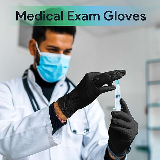 Black X Small Nitrile Gloves Case of 1000 - Medical Grade - Latex-Free, Powder-Free - Disposable Nitrile Gloves - Medical Exam, Lab, and Industrial Use
