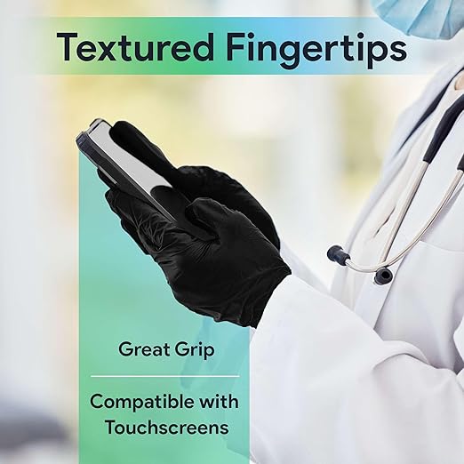 Black X Large Nitrile Gloves Case of 1000 - Medical Grade - Latex-Free, Powder-Free - Disposable Nitrile Gloves - Medical Exam, Lab, and Industrial Use