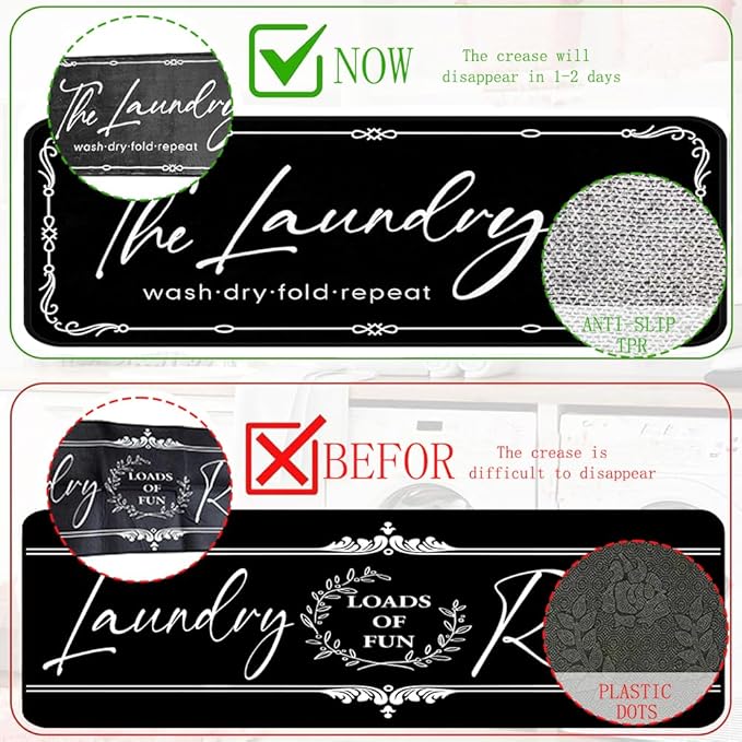 Laundry Room Rug Runner 20"X47" Non Slip Farmhouse Mats Organization and Washable Floor Long Rugs for Laundry Room Accessories Mudroom Kitchen Bathroom Area Rugs Decor