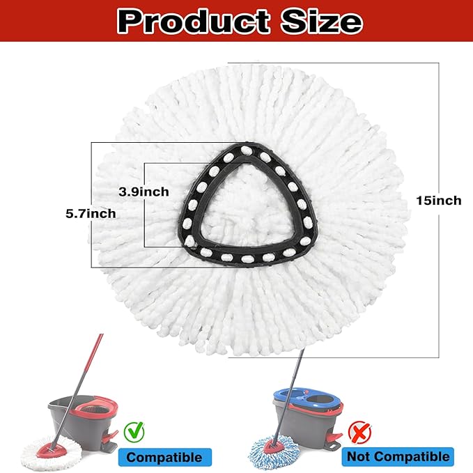 20 Pack White Spin Mop Replacement Heads, Mop Head Replacement 100% Microfiber, Deep Cleaning, Spin Mop Refill Replacement Head Compatible with 1-Tank System