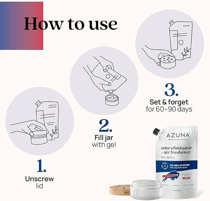 Azuna All-Natural Odor Remover Gel Refill Pouch | Air Purifier with Tea Tree Oil | Plant Powered & Long Lasting | For Pet Odors, Smoke & Strong Odors | Smell of Victory | 24 oz.