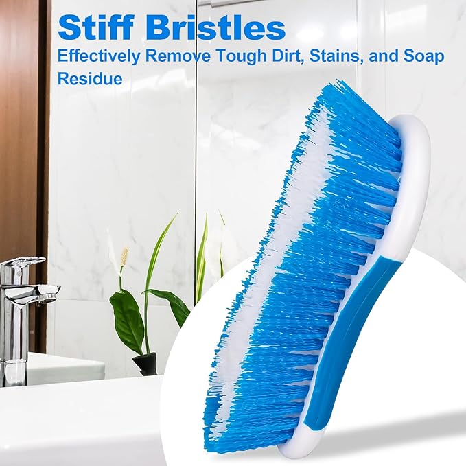 6.3" Multi Purpose Heavy Duty Scrub Brush with Non-Slip TPR, Cleaning Brush with Stiff Bristles for Tile Floors，Walls, Carpet, Tubs，Sink ，Blue