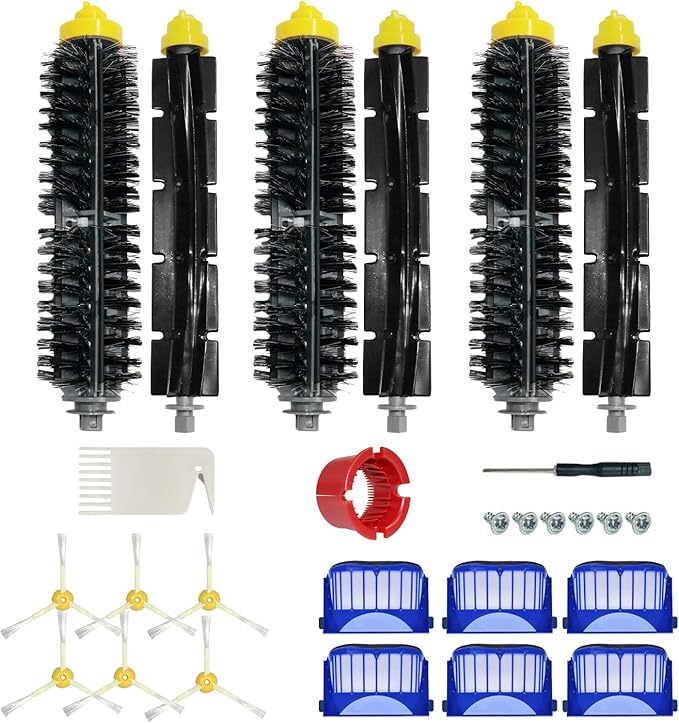 BEBEMOR Replacement Accessories Kit for iRobot Authentic Replacement Parts all Roomba 600 series, 614, 675, 692, 694 & 500 Series 595 585 564-6 Filter, 6 Side Brush, 3 Bristle and Beater Brush Set