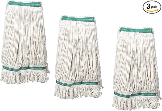 OFO Loop-End Cotton String Mop Head，Heavy Duty String Mop Refills, Mop Head Replacement for Home/Industrial/Commercial Cleaning, 3-Packs