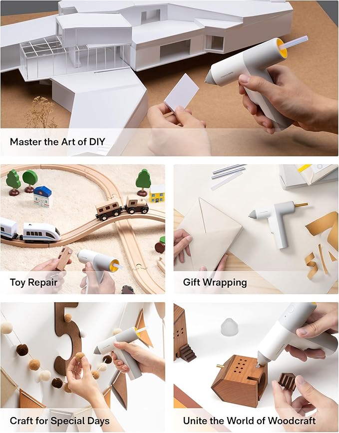 HOTO Easyflow Cordless Hot Glue Gun, Auto Dispensing Glue Gun with 40 Glue Sticks, 30s Fast Preheating, 3000mAh, Anti-Scald & Anti-Drip, Wireless/Wired, Ideal for DIY/Kids Crafts & Home Repairs