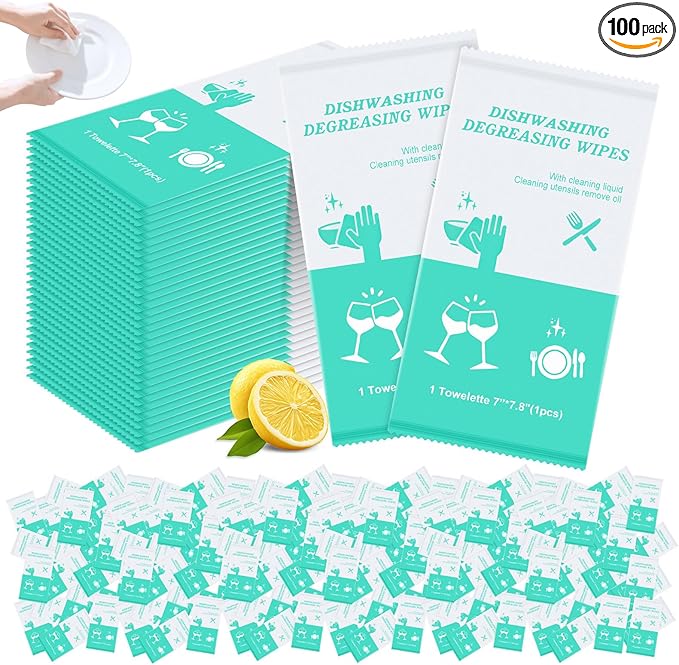 twoworld Disposable Dish Cleaning Wipes,Dish Wipes for Washing Dishes No Water for Camping Travel Kitchen Outdoor(pack of 100)