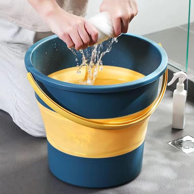 Collapsible Bucket 4.5 Gallon/17L Large Plastic Household Cleaning Mop Buckets Foldable Water Bucket for Car Wash Fishing Camping Beach (Blue)