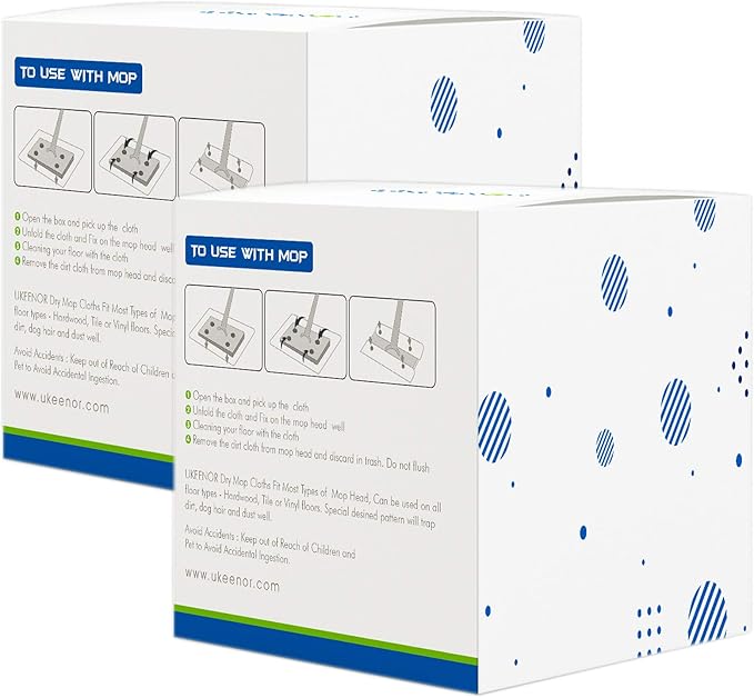 UKEENOR Dry Mop Refills - 160 Count Disposable Dusting Cloths - Electrostatic Cloths - 7.9"x11.6" Box Packing