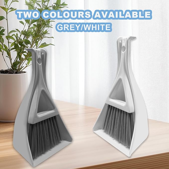 BSMstone Dust Pan Broom Brush Dustpan -Mini Broom and Dustpan Combo Set, Handheld Sweeper Cleaning for Tables, Keyboards, Guinea Pig Cage, and Cat Litter, etc. (Grey)