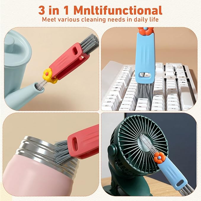 Acellegic 20 Pack 3-in-1 Cup Lid & Gap Cleaning Brush Bulk, Multifunctional Bottle Cleaning Brush Set for Cup Lid, Gap and Corner Brushes, Home Kitchen Clean Brushes Tools