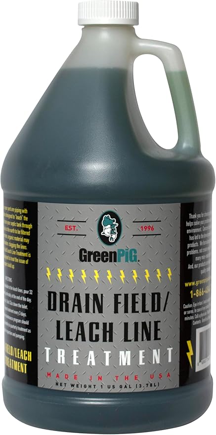GREEN PIG Drain Field Cleaner, Septic Safe Drain Clog Remover, Septic Tank Treatment for Quickly Clearing Clogs and Odors, Gallon
