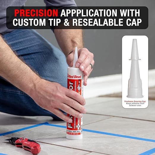 Original Fix-A-Floor Loose Tile Repair Adhesive for All Tile, Ceramic, Marble, Stone & Wood. Custom Tip for All Grout Sizes 10.1 oz-Pack of 2 *for Best Results Use The Proven Power of a Caulk Gun*