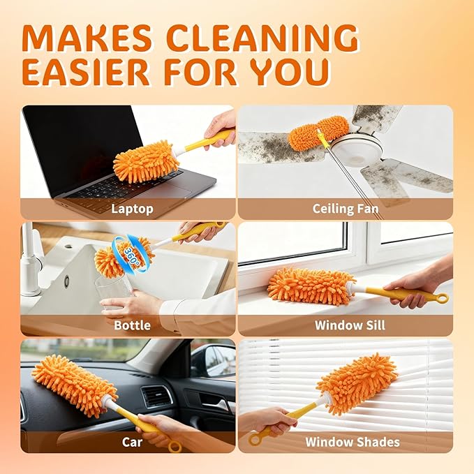 Reusable Duster Refill Compatible with Swiffer Hand Duster, 360 Heavy Duty Duster Refills, Microfiber Washable Dusters Refills for Swiffer Extended Duster, 4 Pack (Handle is Not Included)