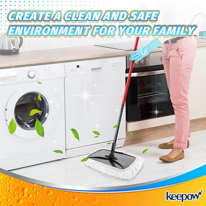KEEPOW Reusable Mop Pads Compatible with O Cedar Hardwood Floor'N More Microfiber Mop, Mop Refill Heads Replacements for Wet and Dry Use, 15x8 Inch, 6 Pack