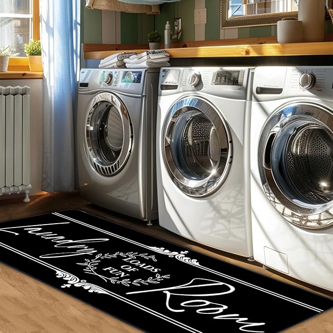 Laundry Room Rug Runner 20"X59" Non Slip Farmhouse Mats Organization and Washable Floor Long Rugs for Laundry Room Accessories Mudroom Kitchen Bathroom Area Rugs Decor