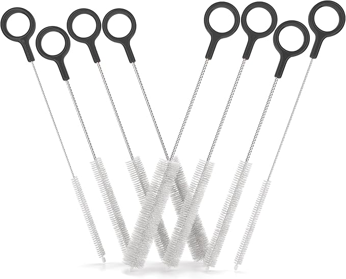 Buenalife Heavy Duty Cleaning Brushes Set of 8 - Extra Long Straw Cleaners for Metal and Plastic Reusable Drinking Straws, to Clean Small Spaces, Sippy Cups, Water Bottles - Sturdy Hard Brush Bristles