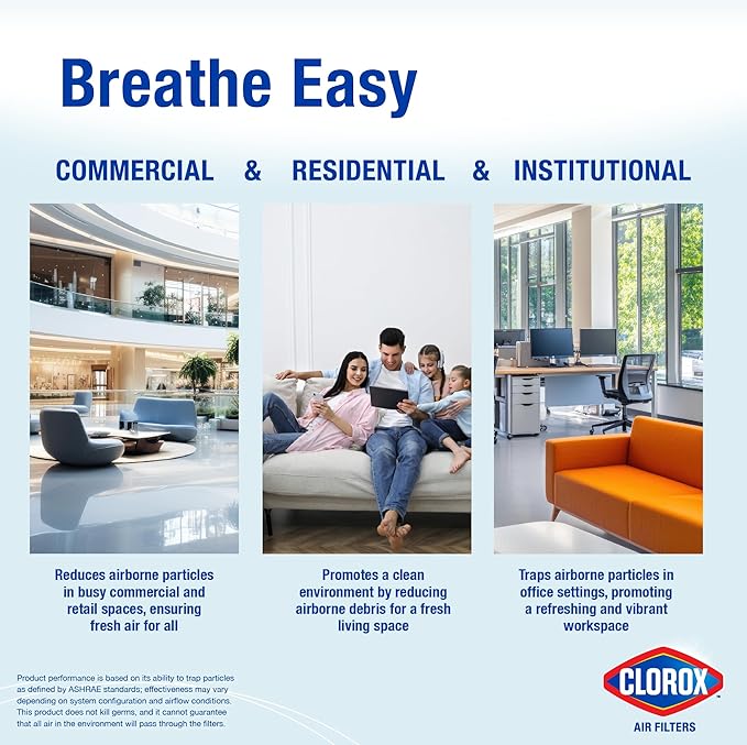 Clorox 12x24x1 Air Filter, MERV 11 Pleated HVAC AC Furnace Air Filters, MPR 1000 & FPR 7 – Pack of 4