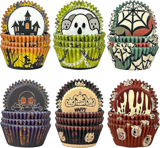 qiqee Halloween Standard Cupcake Liners Cupcake Cups 300-Count Food Grade Gradient Design Cupcake Papers Baking Cups Cupcake Wrappers for Halloween(Standard Size)