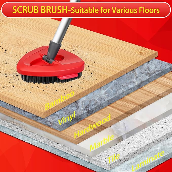 Scrub Brush Replacement Head Compatible with O Ceda EasyWring Spin Mop 1 Tank System,Triangle Hard Bristle Cleaning Brush Shower Floor Scrubber for Bathroom, Kitchen,Deck, Pool and Tile Walls