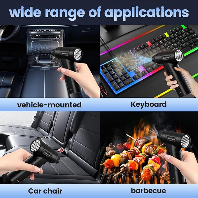 Compressed Air Duster, New Upgrade 300000RPM Electric Air Duster, Powerful Replace Compressed Air Can - No Canned Air, Jet Dry Blower Portable Air Blower for Computer Clean, Keyboard, Car Dry, Home.