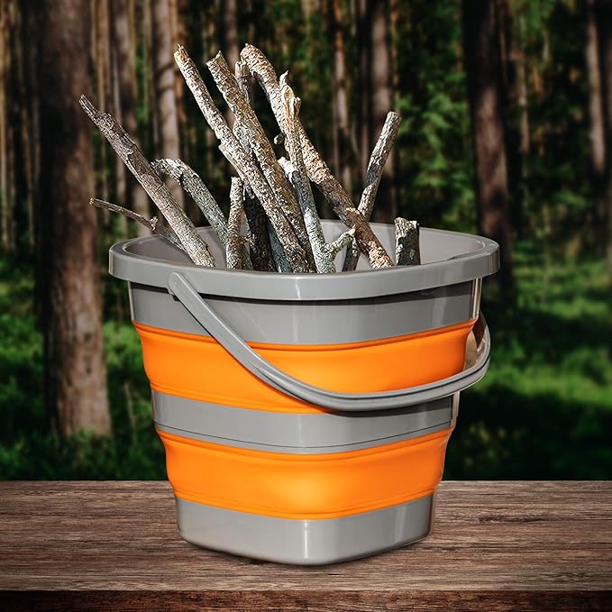 3 Pack Collapsible Bucket with Large 2.6 Gallon (10L) Each, Portable Plastic Bucket for House Cleaning, Foldable Tub for Mop, Car, Garden or Camping, Space Saving Fishing Water Pail