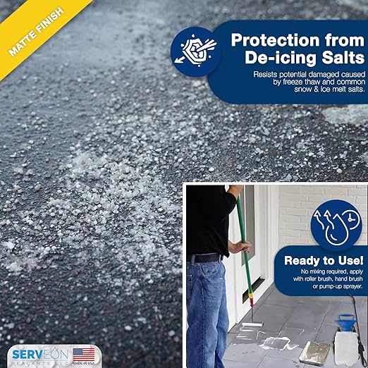 Serveon Sealants Natural Stone Sealer Plus Stain Guard (Matte Finish) Commercial Grade Outdoor Indoor Waterproof Grout Sealer Protects Pavers Pools Patios Landscape Stones (1 Gallon) H2900S