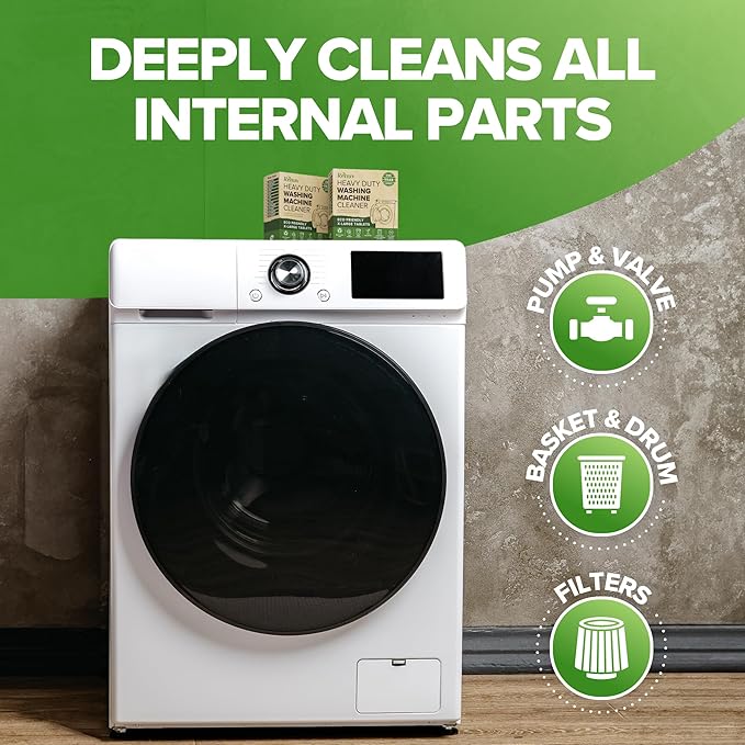 Renuv Heavy Duty Washing Machine Cleaner and Descaler - Deep Cleaning Tablets For Front Load or Top Load Washer (12 XL Tablets - One Year Supply)