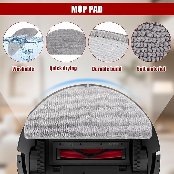 Replacement Accessories for Roborock Q7 M5: Parts for Roborock Robot Vacuum Q7 M5+/Q7 L5/Q7 L5+Series - 1 Main Brushes,4 Mop Pads,6 Side Brushes,4 Hepa Filters,1 Cleaning Tool,1 Screwdriver(17 pack)