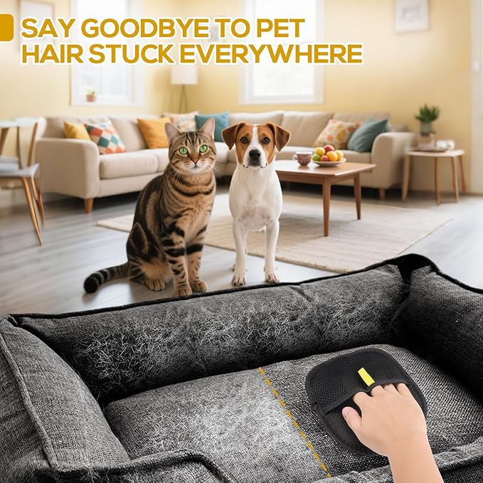 BABORUI Pet Hair Removal Glove - 3 Pack Pet Hair Remover Glove, Electrostatic Gloves Pet Hair Lint Rolls into Strips, Dog and Cat Hair Remover Tool for Furniture, Car, Couch, Carpet, Clothes