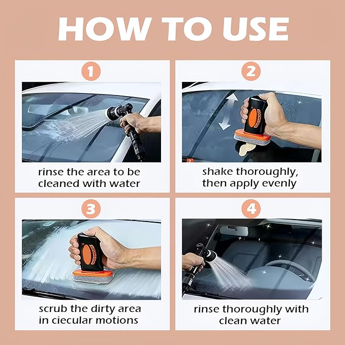 Oil Film Remover for Car Windshields and Windows, New Car Glass Oil Film Cleaner for Paint/Wheels Improve Driving Visibility Universal Anti-Rain Fog Glass Brush (2, Black)