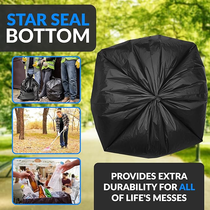 Reli. 95 Gallon Trash Bags Heavy Duty | 68 Trash Bags | Super Sizeable, Black, Garbage for Serious Cleanup
