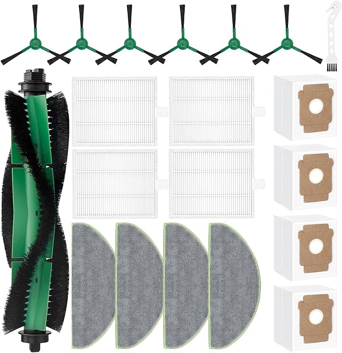 20 Pcs Replacement Parts for iRobot Roomba 104/105 Vac/ 105 Combo/ Q052 Robot Vacuum, Q0520 105 Accessories Include 1 Main Brushes, 4 Filters, 4 Dust Bags, 6 Side Brushes, 4 Mop Pads