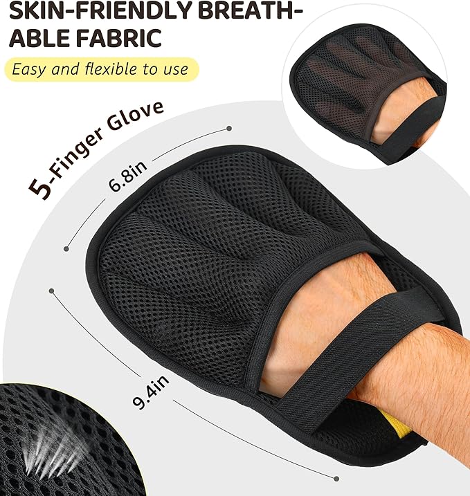 IPTPAS Pet Hair Remover Glove for Couch, Furniture, Carpet, Car Seat & Clothes, Electrostatic Hair Removal Mitts, 5-Finger Design, Flexible Easy Grip, Gentle Grooming Glove for Shedding Dogs & Cats