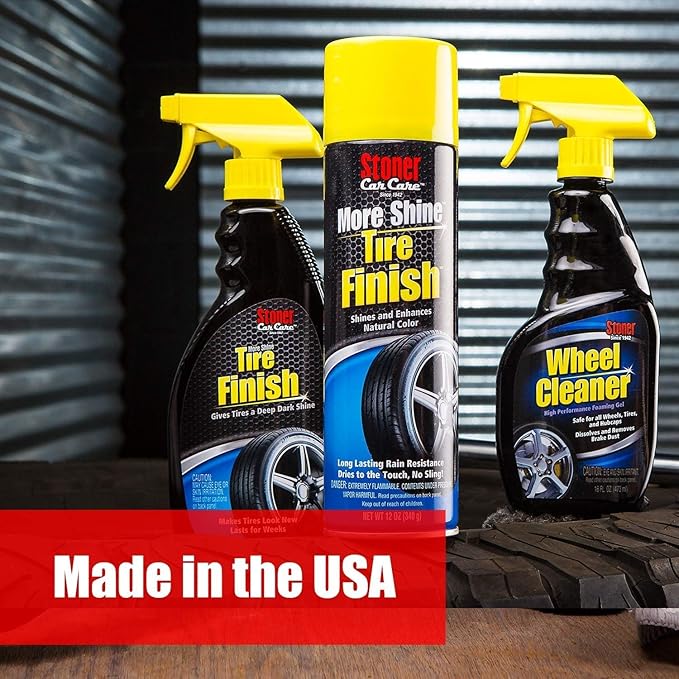 Stoner Car Care 91044-3PK Original More Shine Tire Finish – Tire Shine Spray for a Deep Matte Black Finish with Long-Lasting Rain-Resistant Protection, Non-Greasy No Sling – 12 oz (Pack of 3)