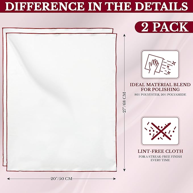 Wine Chic The 4-Pack Premium Microfiber Wine Glass Polishing Cloths, Large Lint-Free Drying Towels for Glasses, Stemware, Glassware, Camera Lenses, This Design 20 Inch X 25 Inch (White, 4 Count)