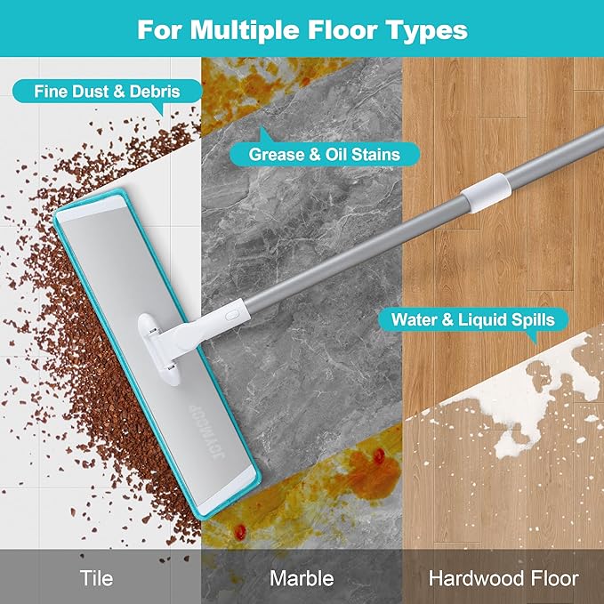 JOYMOOP 18 Inch Commercial Dust Mop for Hardwood Floors, Heavy Duty Industrial Wet Dry Mops with Telescopic Handle, Includes 3 Microfiber Mop Pads