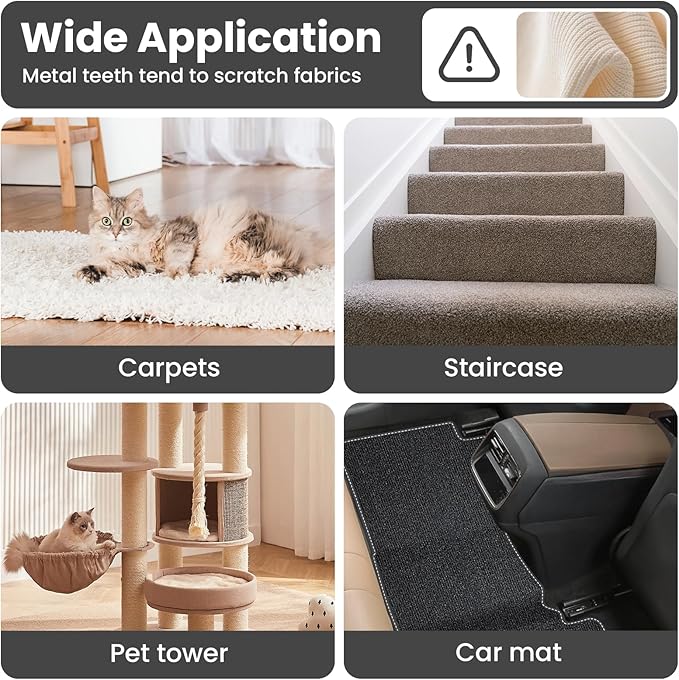 Bolfie 3 in 1 Carpet Rake for Pet Hair Removal, Tool Set of 3, 55” Long Handle Carpet Pet Hair Removal Carpet Scraper Dog Cat Hair Remover for Sofa, Couch, Car, Rug (Black)