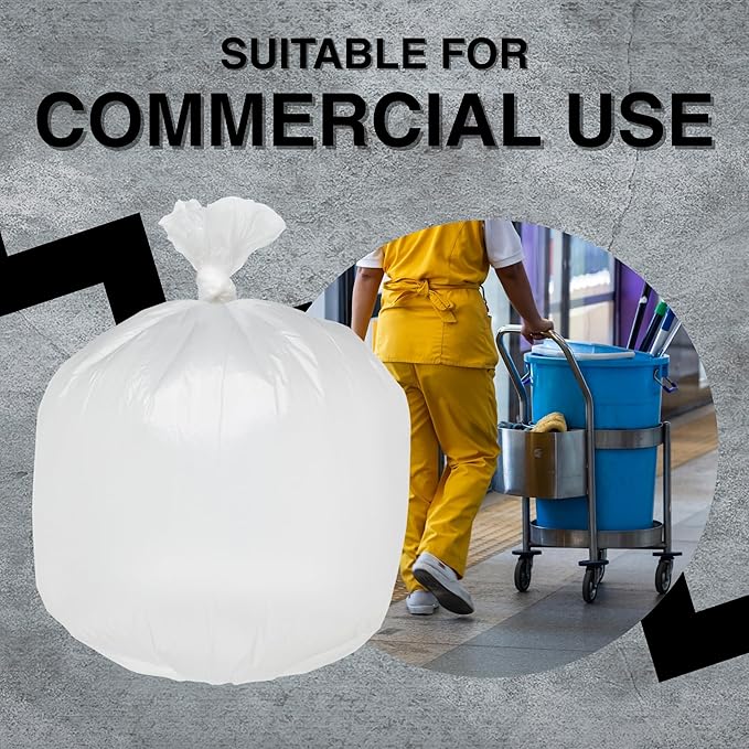 Top Knot Bags 45 Gallon Garbage Trash Bag 40X48" Clear 150 Count Can Liner Bulk 40 Gallon 41 Gallon 42 Gallon 44 Gallon Made in USA