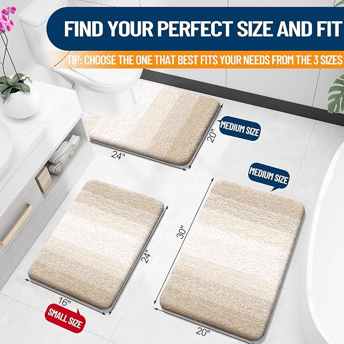OLANLY Bathroom Rugs Mat 30x20, Extra Soft Absorbent Microfiber Bath Rugs, Rubber Backing, Quick Dry, Machine Washable Bath Mats for Bathroom Floor, Tub and Shower, Home Decor Accessories, Light Beige
