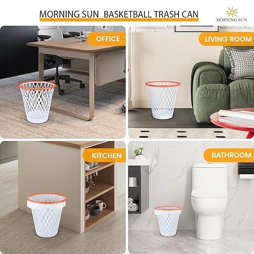 4 PCS Basketball Trash Can,Wastebasket,Basketball gift, Basketball themed gift,4.5 Gallon,Basketball Hoop,Garbage Can,Basketball Net Waste Basket for Office,Bedroom,Gym,Sport party